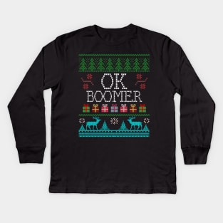 OK Boomer Ugly Christmas Style Design Kids Long Sleeve T-Shirt